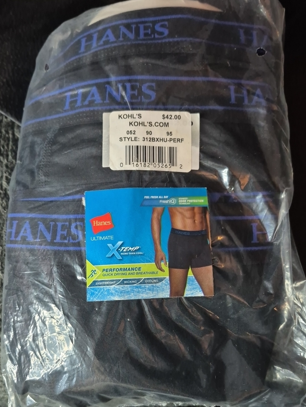 Hanes X-Temp Men's 5X Black Boxer Briefs 3 pack - New